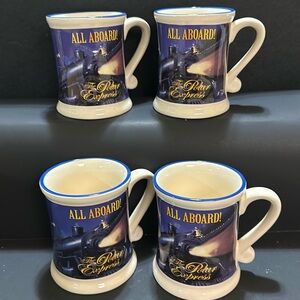 The Polar express ALL ABOARD coffee mugs.
